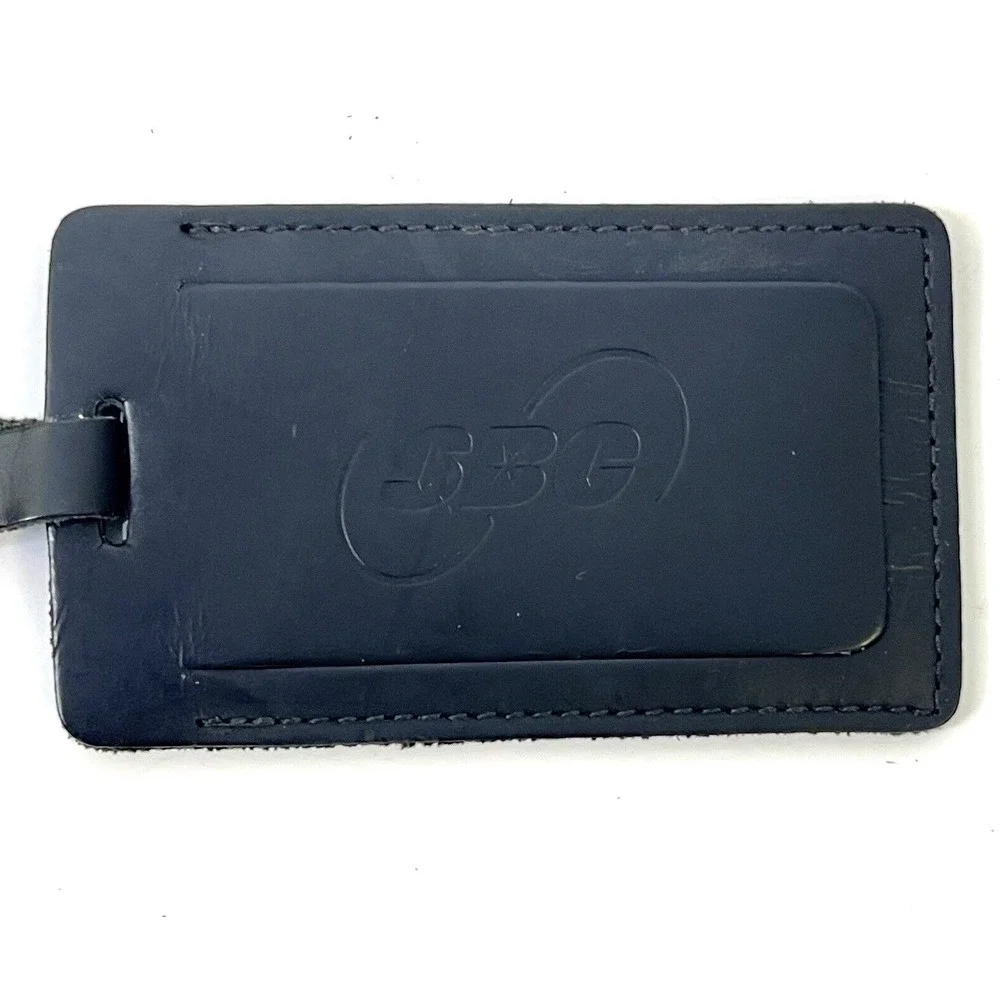Black Leather Luggage Tag with‎ Buckle SBC Logo